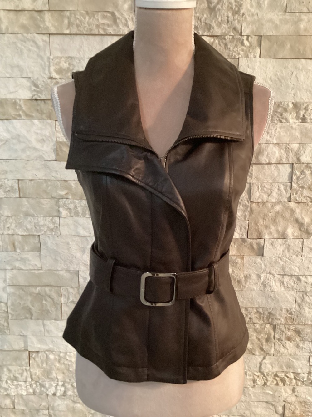 Vintage dark brown leather vest